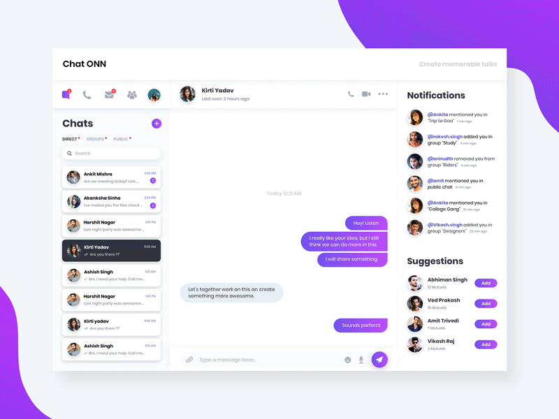 Chat Dashboard-Web App 404 admin chat clean color conversation dashboard email empty state error gradient inbox landing page messaging onboarding ui user interface web app webdesign website