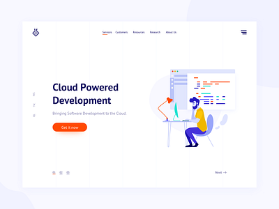 Cloud development landing page app business page card code coding dashboard design developement flat freebie icon illustration landing page mockup typography ui vector web website