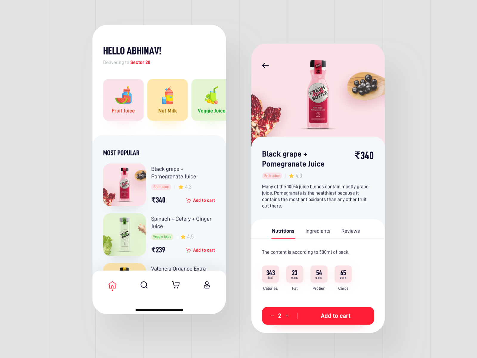 Juice App Design by Abhinav Agrawal on Dribbble