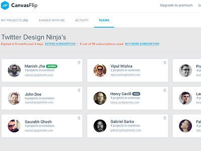 Having some fun with the "Team Page" on new CanvasFlip UI