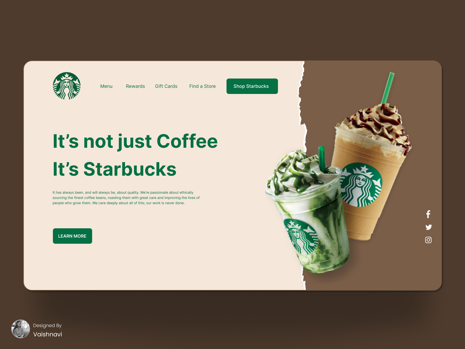 Starbucks: Landing Page By Vaishnavi On Dribbble