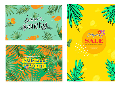 Summer set banner background banner branding business design gift illustration summer vector