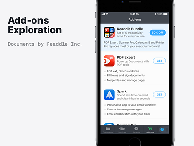 Add-ons in Documents ads apps bundle documents ios readdle