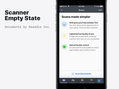 🖨 Empty State for Scanner ads app apps documents empty features ios mobile readdle state