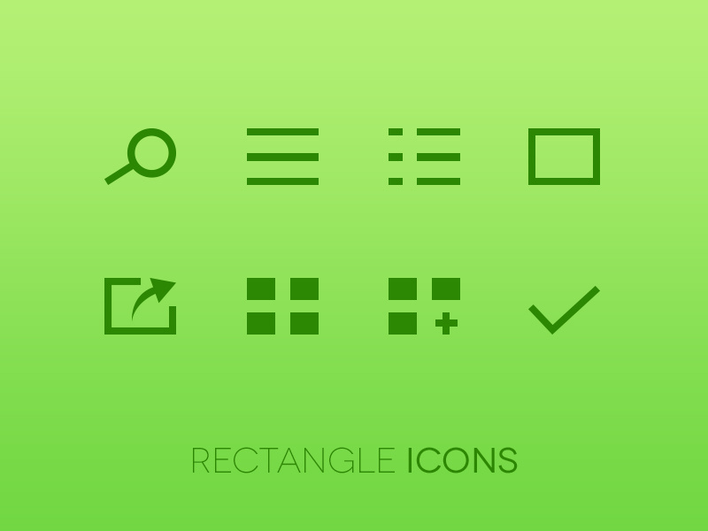 Rectangle Icons icon icons app ui vector ios ipad green rectangle freebie square free search list menu share check pixel perfect vectors psd