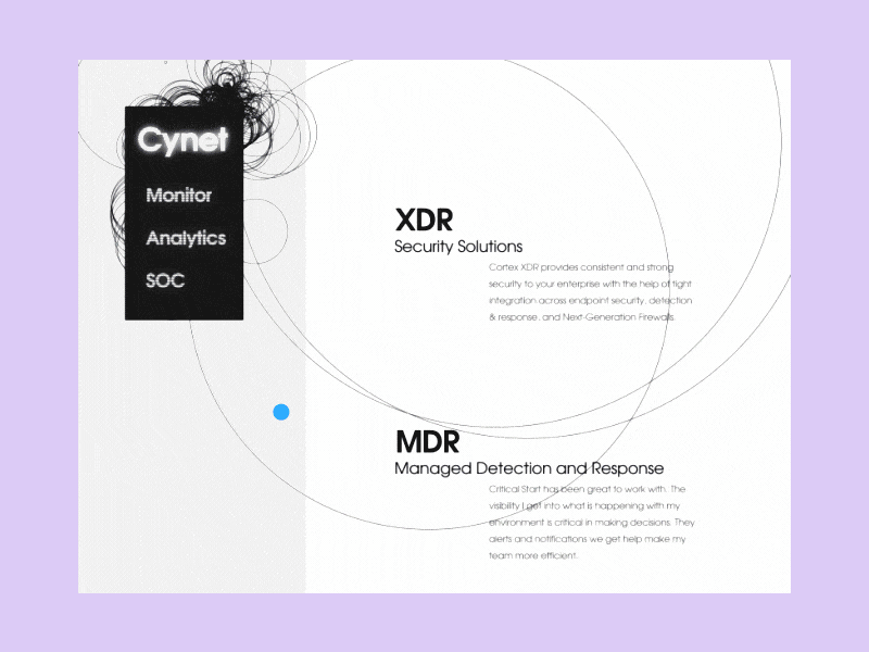 Security company Landing page xDR NextGen Network Firewalls activity animation edr interaction landing mdr mitre ndr security security solutions siem soar soc 高清