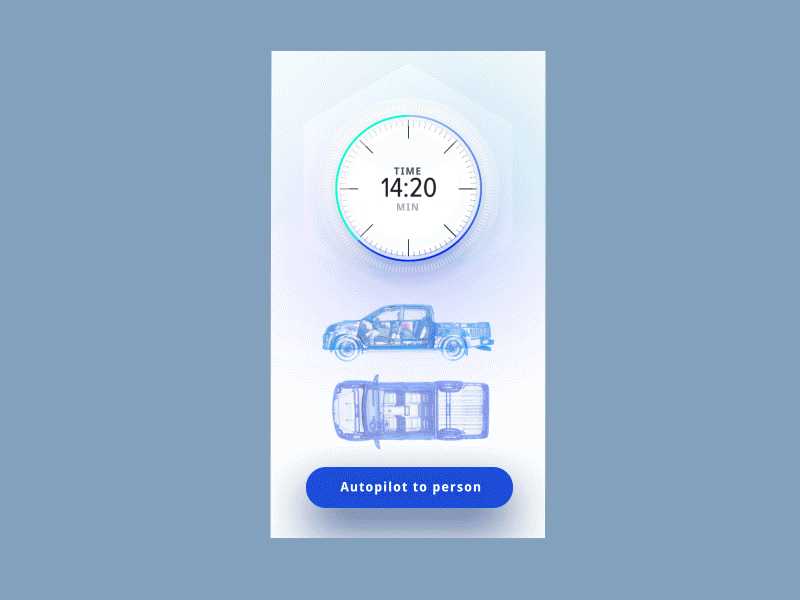 Smart Car app animation, self driving car control center