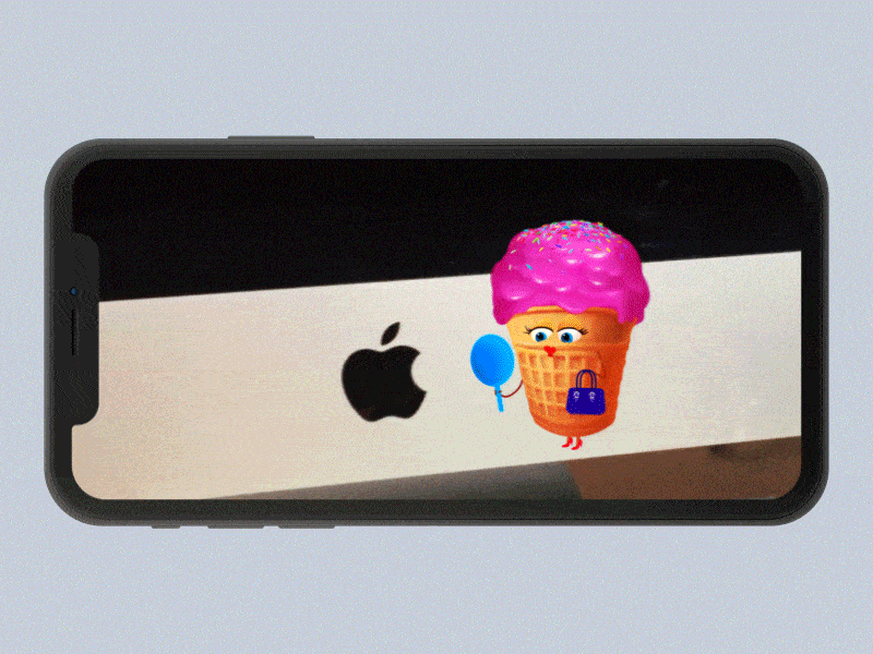 Argument reality AR game design. Ice Cream Character 🍧 🍨 🍦 11 animation apple apple imac ar argument reality arkit character game gameplay gebrauchsgrafik icecream illustration iphonex