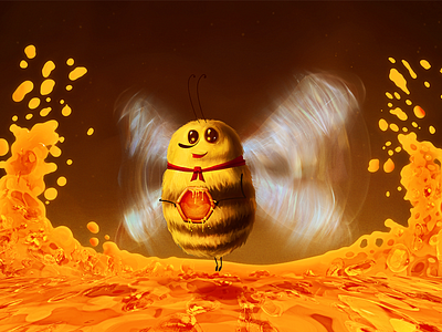 Bee illustration 明 3d bee cartoon character disney honey illustration pixar 火炎 阿特