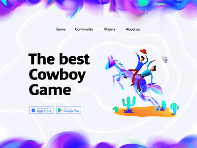 Cowboy game landing with stetsons and horse cowboy flat character flat design game horse landing noise promo stetson stipple wild west 圆