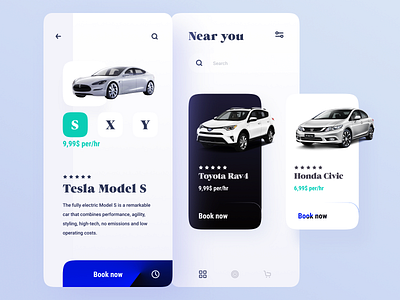 Tesla car sharing showcases, mobile price monitoring app app car future car app mobile mobile ui self driving sharing sports car tesla toyota typography أبيض 导 气车 车费