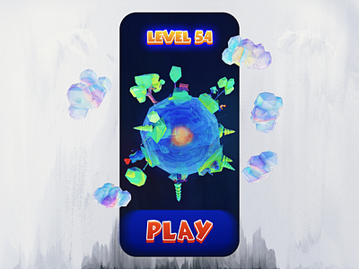 Game Mobile UI with 3D planet 3d clouds game heart level lowpoly mobile mobile app pixels polygon tree unity unity3d 图案 应用 游戏 美术