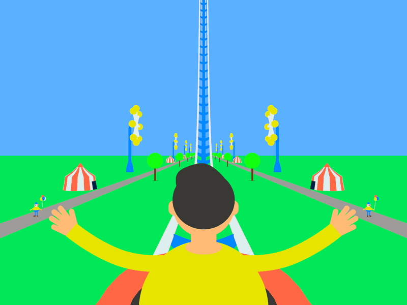 Rollercoaster 2d blender character design flat gif illustration loop photoshop rollercoaster theme park