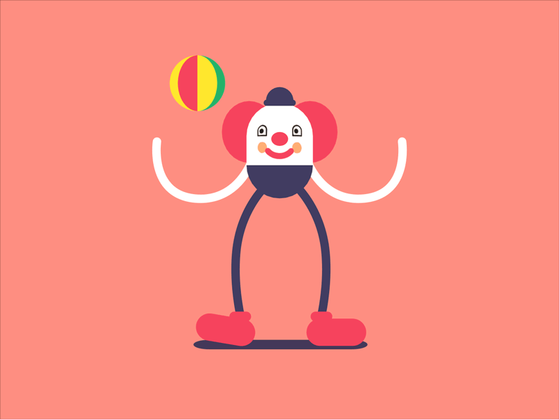Clown w/ Beach Ball animated animation beach ball blender clown design effects flat gif illustration loop