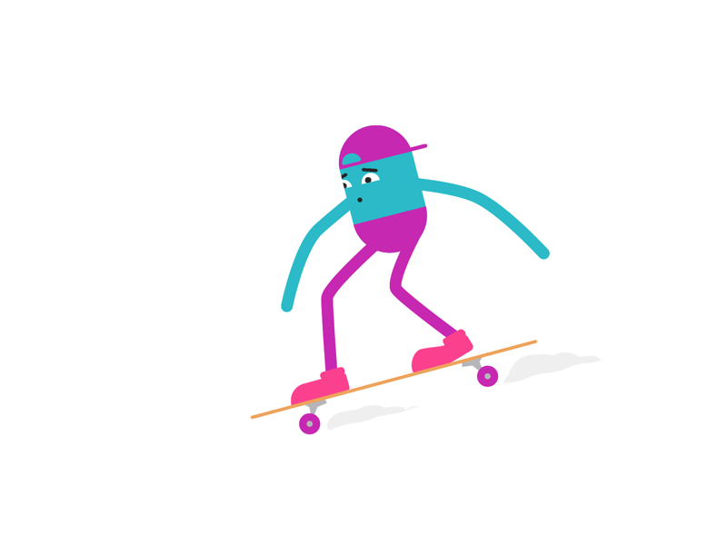 Longboard 2d character design flat gif illustration longboard loop photoshop ride skater