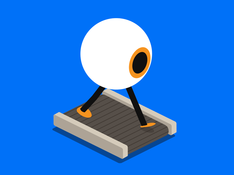Eye Exercise (Eye-sometric) 2d animation animator bounce character cycle design eyeball isometric treadmill walk