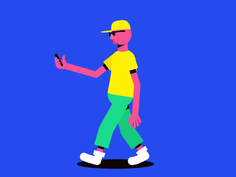 Distracted Walking 2d animation bounce character character design cycle gif phone scrolling selfie walk walk cycles