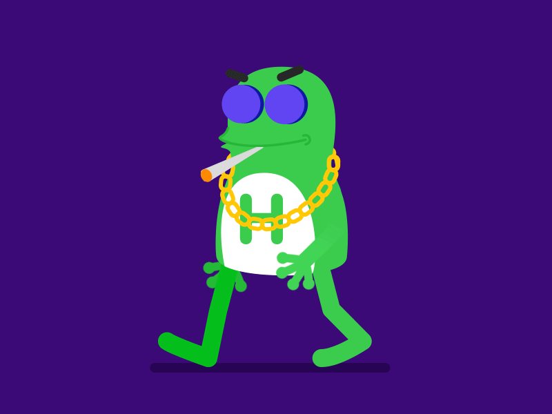 Hiwow Thug Life Frog / 当当当Hiwow青蛙 animation animator bounce cartoon character cycle frog hiwow illustration thug walk