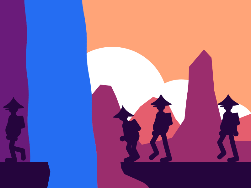 Leaping the chasm after effects animation character design frame by frame illustration jump landscape loop silhouette walk