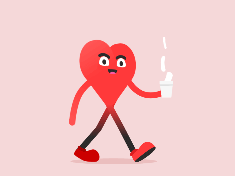 💖 Valentine's Day 2019 + Coffee ☕ 2d after effects animation character coffee cycle day design drinking gradient heart love red steam valentines walk