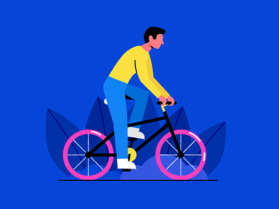 🚴Spring Biking 🚴 bicycle bike blue character colorful cycling design digital flat illustration nature person ride simple spring vector