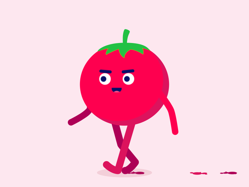 Fresh Tomato after effects animation berry character cycle flat fruit gif happy illustration loop red tomato vegetable veggie walk walking