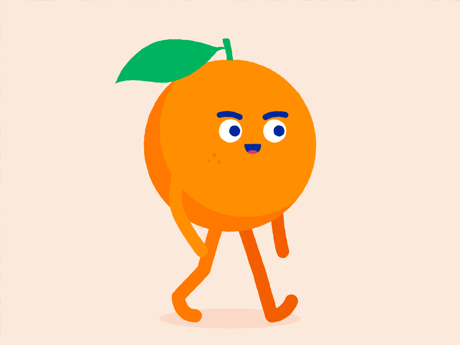 Fresh Orange after effects animation berry character citrus cycle flat fresh fruit gif happy illustration loop orange vegetable veggie walk walking