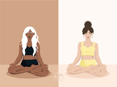 Illustration of a girl doing yoga for a poster for a yoga center