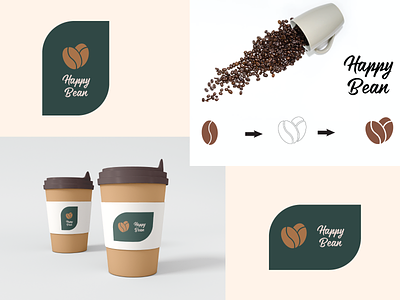 Happy Bean adobe illustrator coffee coffee logo graphic design logo take away coffee