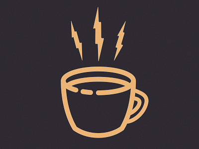 energize! black bolt coffee cup drawing icon lightening line lines linework minimal yellow