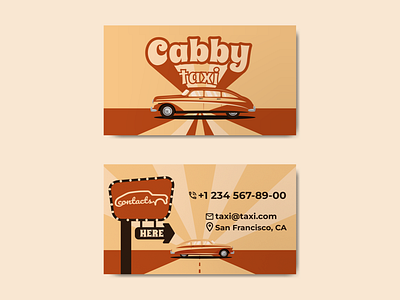 Retro style business card for taxi service