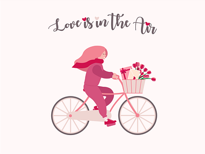 Girl on a bike feeling love on Valentine's Day