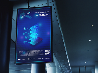 Poster for technology festival blue branding cell phone design flyer gradient graphic design illustration isometric modern new phone poster technology vec vector