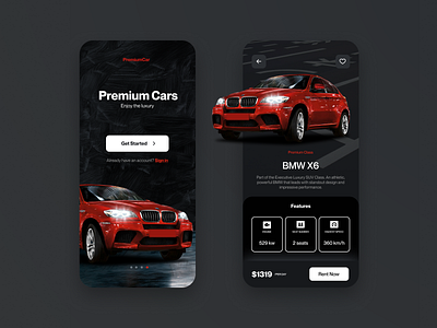 Car rental app design