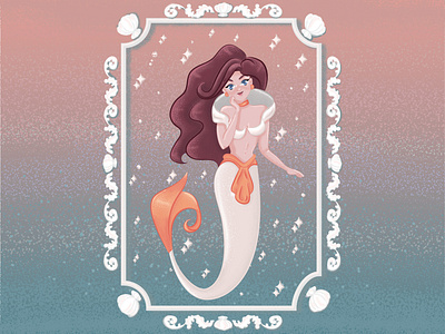 Romantic mermaid in a decorative frame