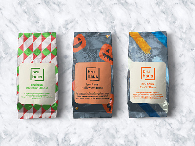 Bru Haus Holiday Packages branding coffee holiday packaging