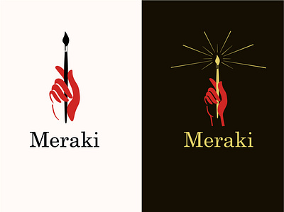 Meraki art beam beams brush candle dark design finger fingers graphic design hand heart illustrator light logo power vector