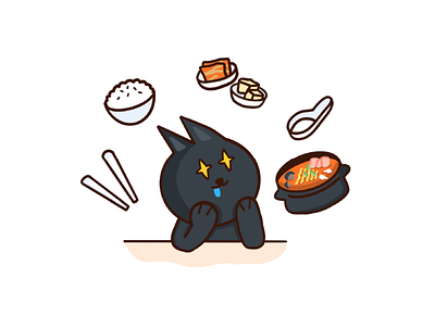 Always got Army Stew on my mind 💭 🥘 army cat comic dream eating flat food illustration kimchi korean procreate stew supercatt