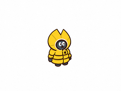 style icon cat cattcom cold comic flat freezing illustration jacket puffer jacket puffy jacket supercatt winter yellow