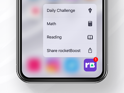 rocketBoost Icon + 3D Touch app dailyui flat icon ios logo minimal prep sat sketch test ui ux