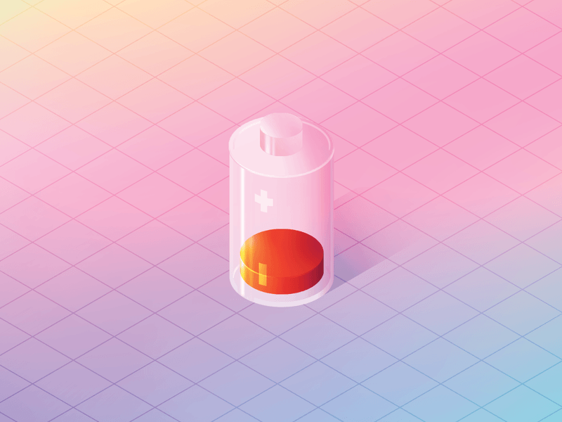 Exhausted Battery - 07 3d ai battery behind the scenes bts exhausted gradient inktober inktober 2018 isometric low minus plus ps wip