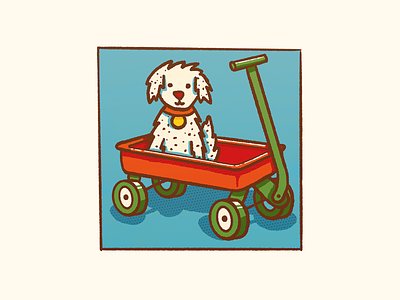 Wagon dalmatian design dog flat icon illustration photoshop procreate puppy red wagon
