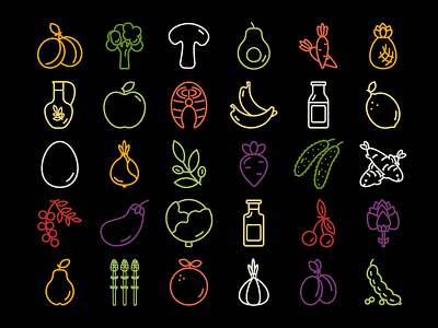 Fulcolor vector diet food icons