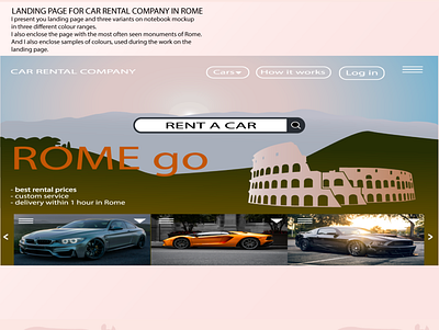 Landing page for car rental company in Rome Italy branding car rental company page carrental citycar concept graphic design graphicdesign italycar landing landing design landing page rentalcar rentcar rentcarrome rome ui web design web site webdesign website design