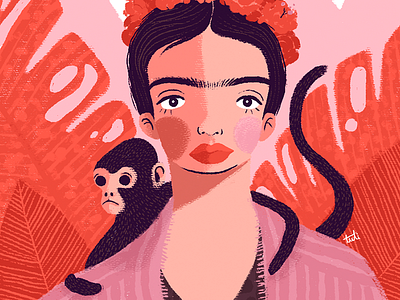 Frida Kahlo frida kahlo girly illustration mexican monkey pink