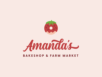 Amanda's Bakeshop & Farm Market Logo bakery bakeshop donut farm farm market logo market strawberry