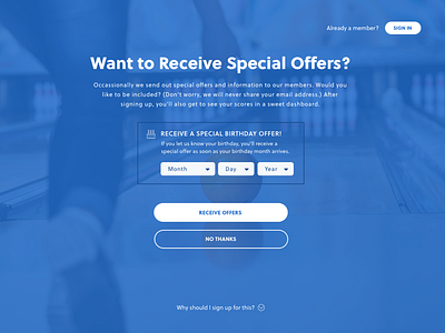 Sign up concept birthday concepting login member mockup opt in sign up signin special offers specials ui ux