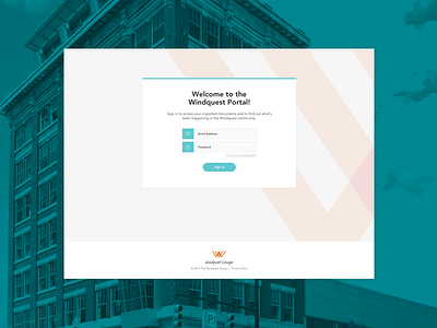 Windquest Portal button card footer form login orange portal screen ui website