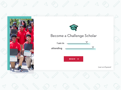 Challenge Scholars Form dropdown education form graduation cap highlight icon pattern scholarship translate