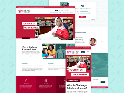 Challenge Scholars - Your Dream, Our Promise community desktop foundation grid homepage mobile overlap philanthropy scholarship ui ux web design